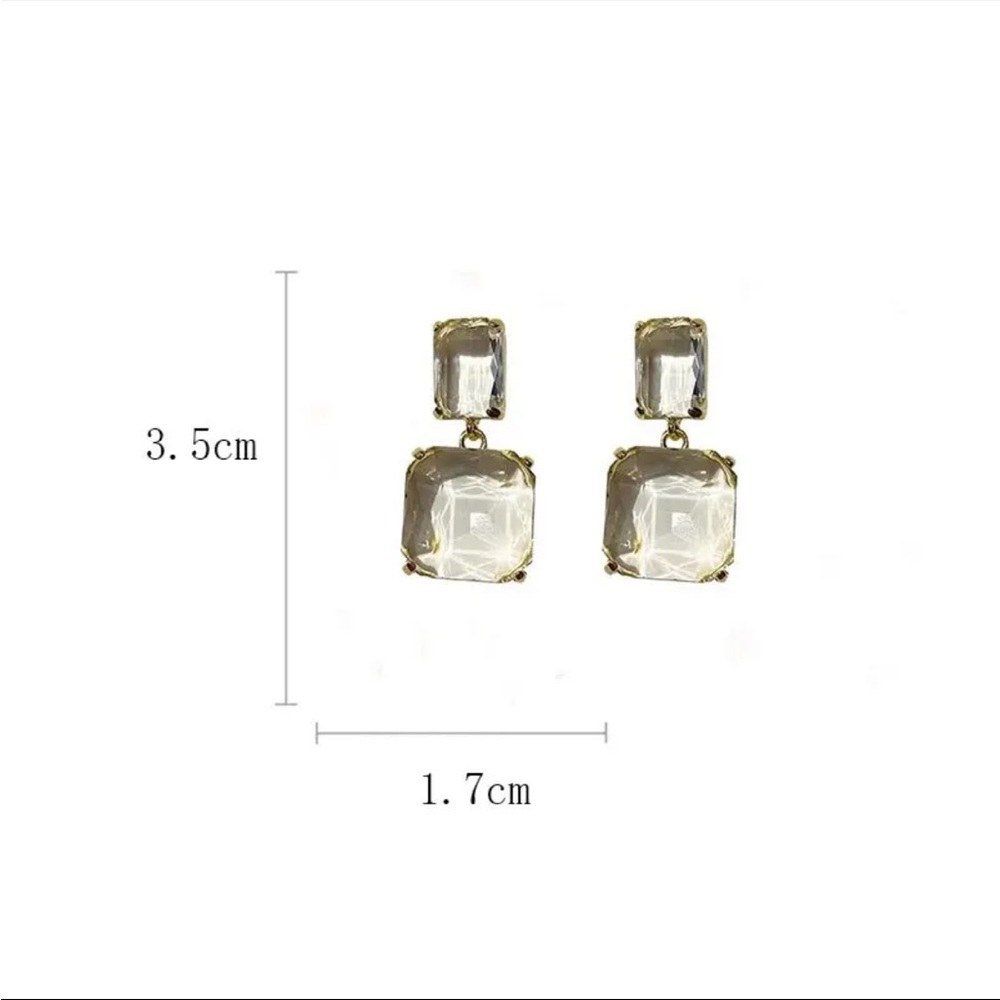 NWT Transparent Glass Crystal Earrings - Picture 7 of 7